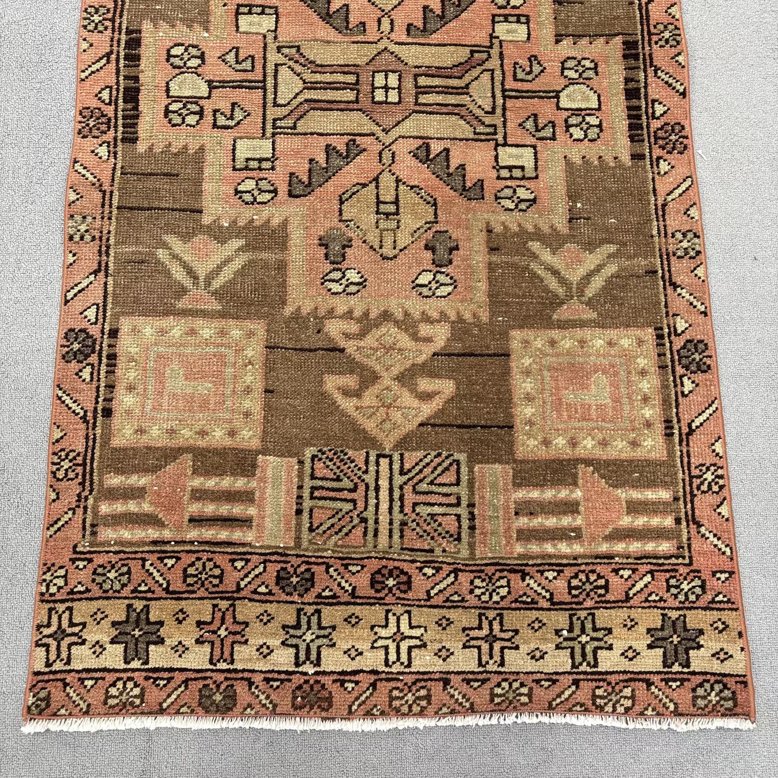 Vintage Turkish Runner Rug 2.6 x 10.4 ft