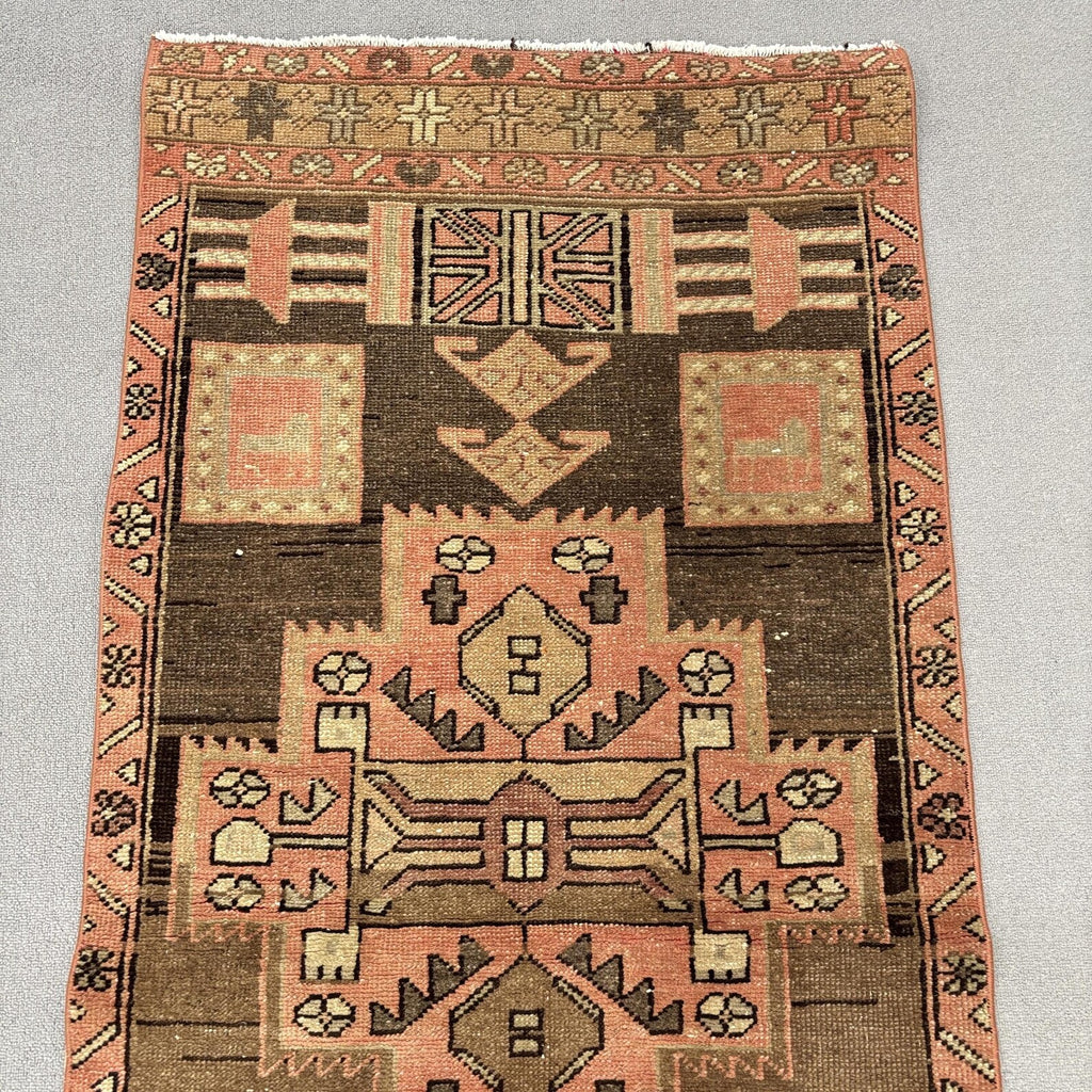 Vintage Turkish Runner Rug 2.6 x 10.4 ft