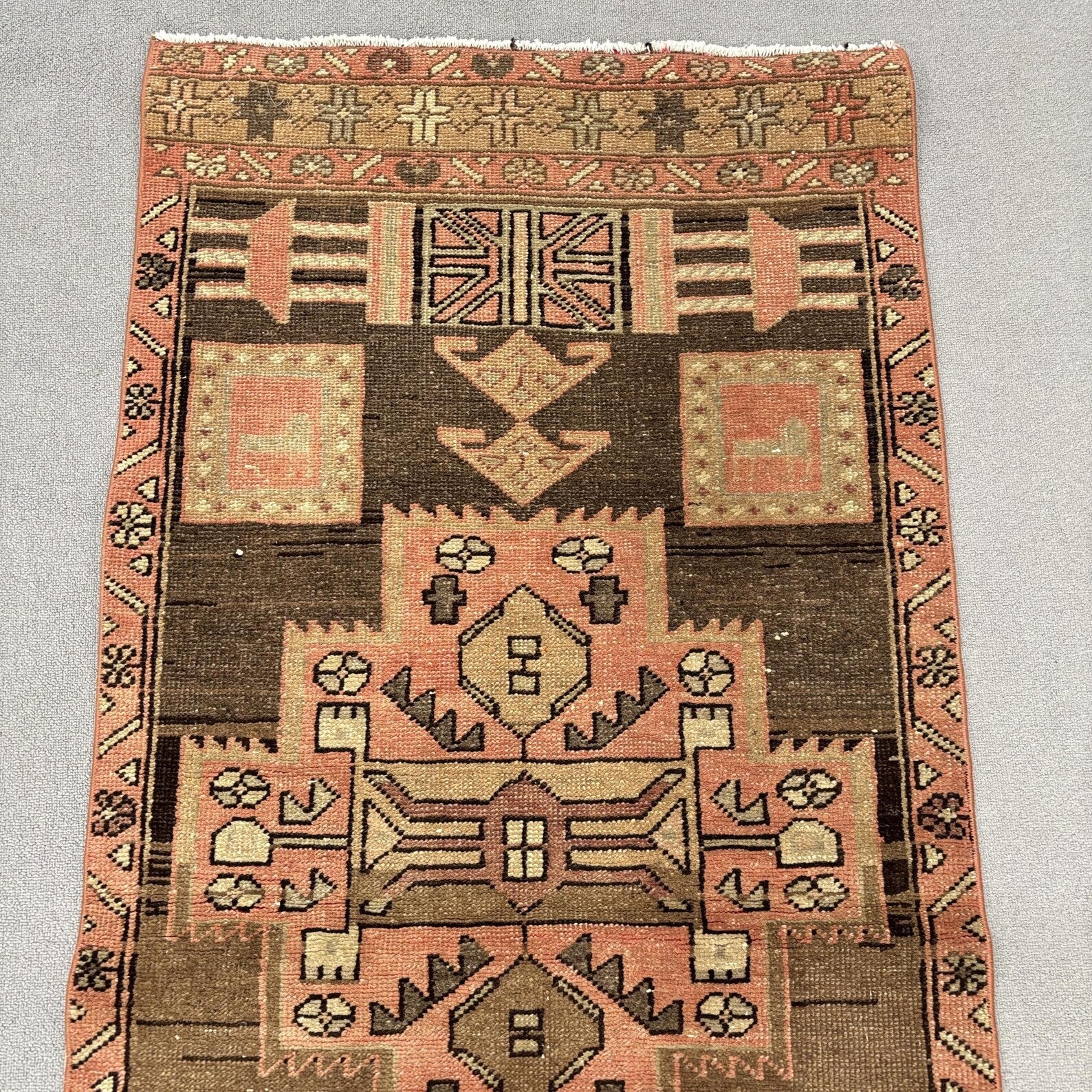 Vintage Turkish Runner Rug 2.6 x 10.4 ft