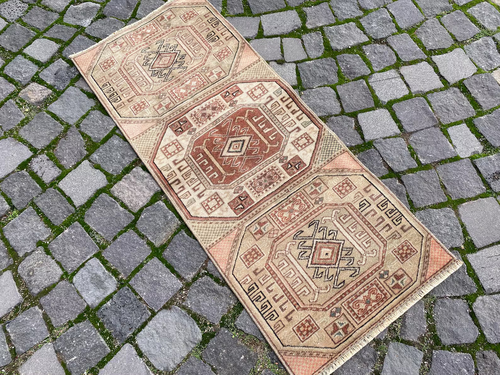 Vintage Turkish Mini Rug 1.7 x 3.1 ft