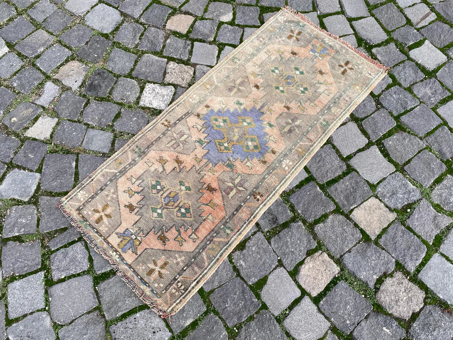 Vintage Turkish Mini Rug 1.7 x 3.5 ft