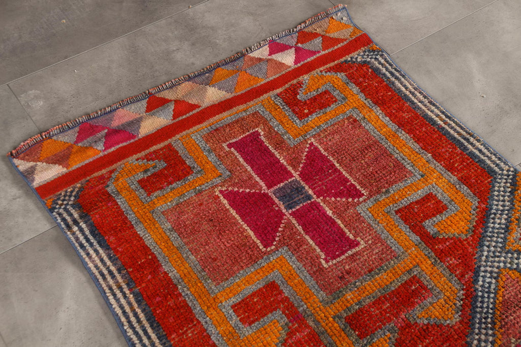 Vintage Turkish Runner Rug 2.9 x 10.9 ft