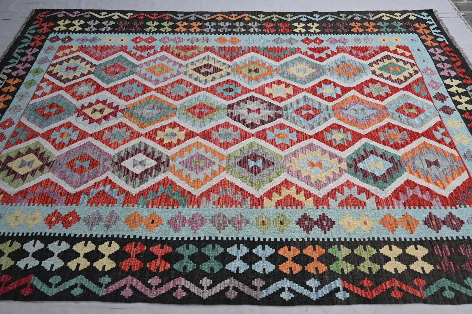 XL Turkish Kilim Accent Area rug 6.9 x 10 ft