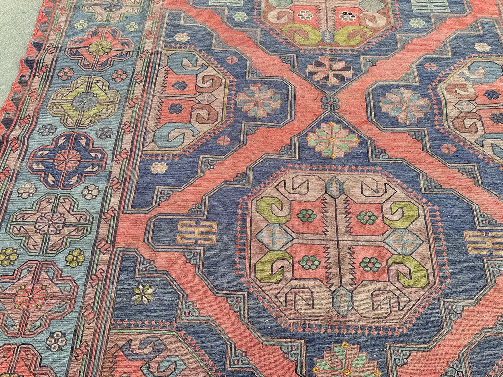 XL Vintage Soumak Accent Area Rug 7.2 x 11.6 ft