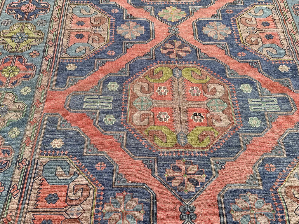 XL Vintage Soumak Accent Area Rug 7.2 x 11.6 ft