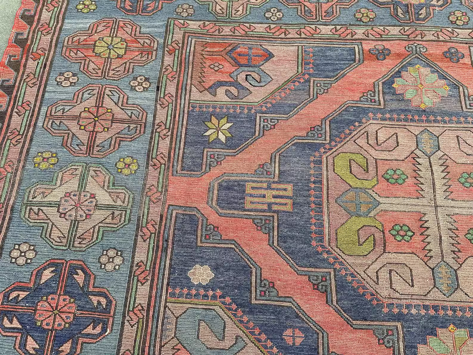 XL Vintage Soumak Accent Area Rug 7.2 x 11.6 ft