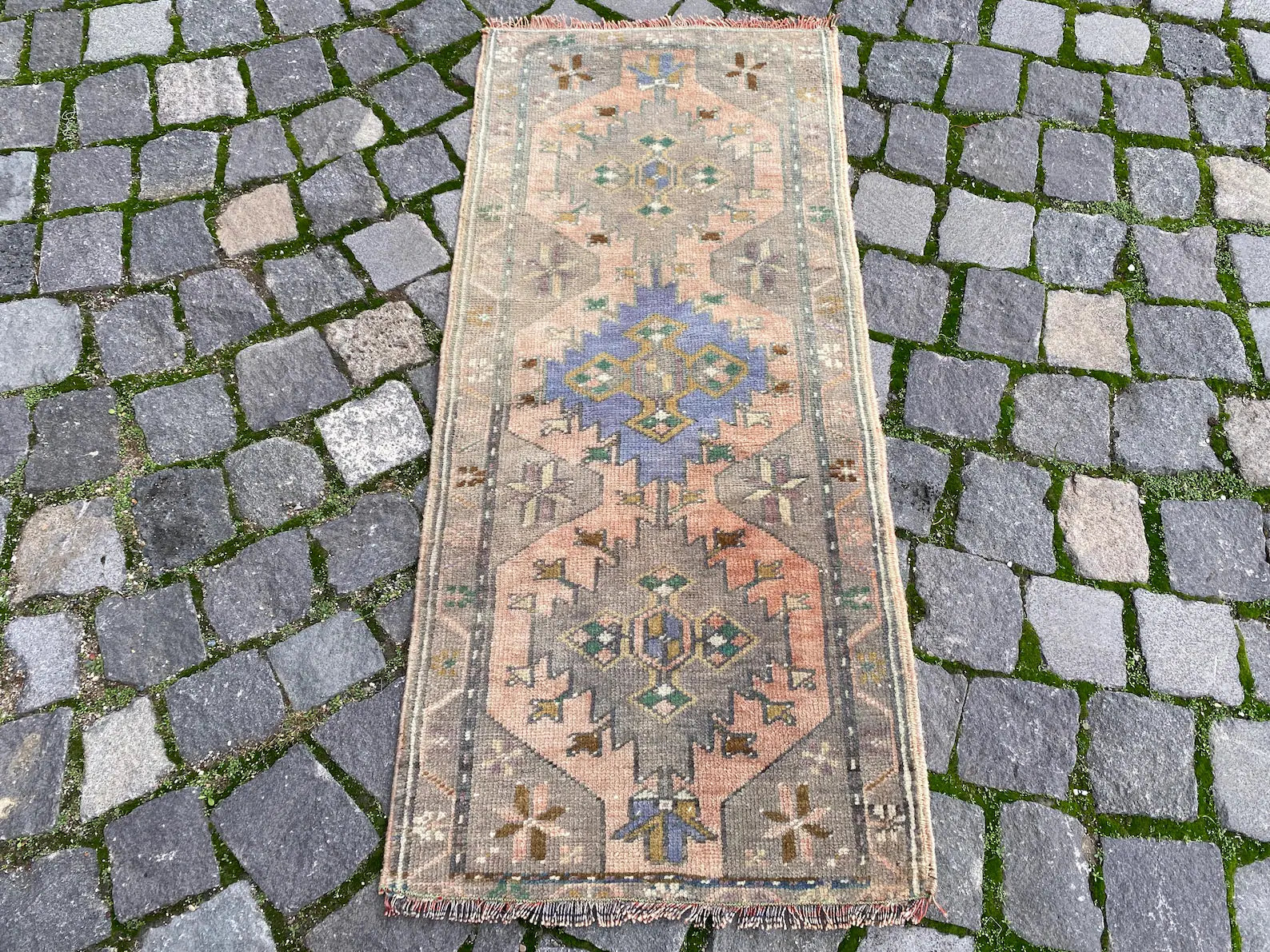 Vintage Turkish Mini Rug 1.7 x 3.5 ft