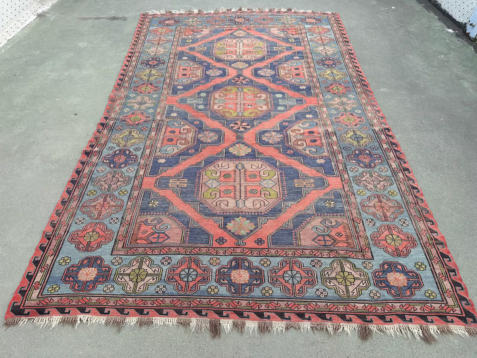 XL Vintage Soumak Accent Area Rug 7.2 x 11.6 ft