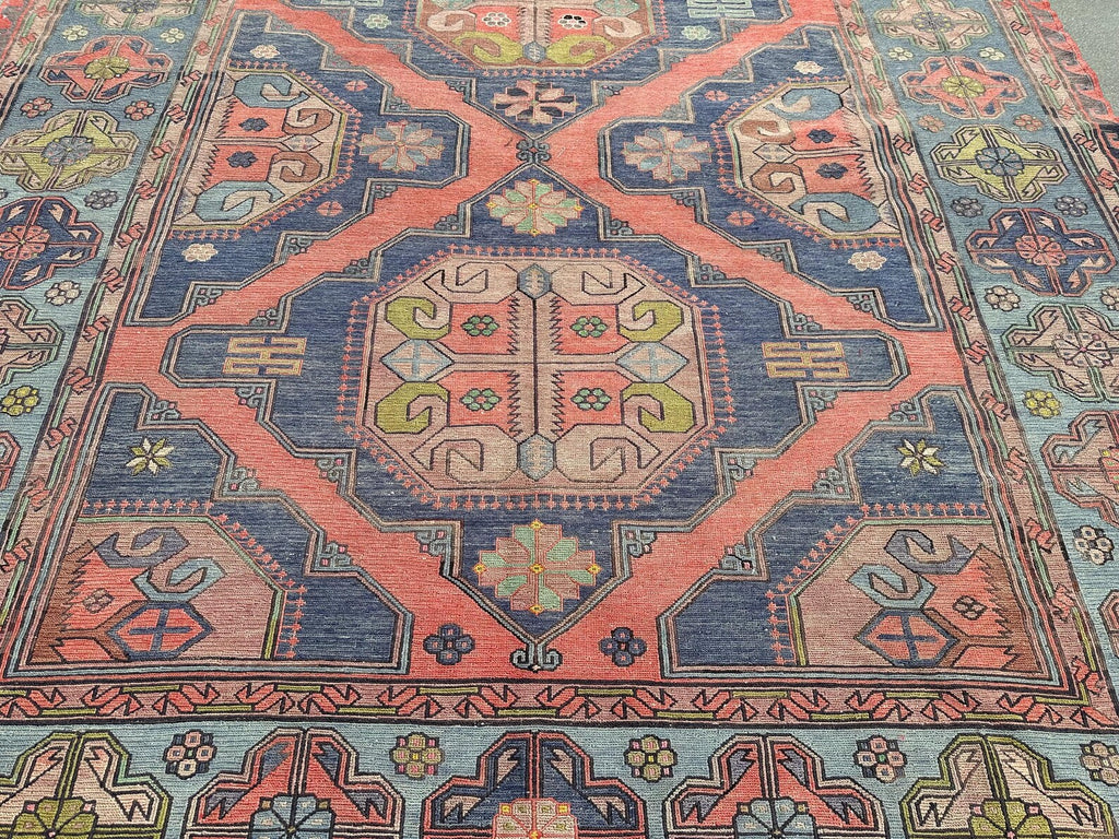 XL Vintage Soumak Accent Area Rug 7.2 x 11.6 ft