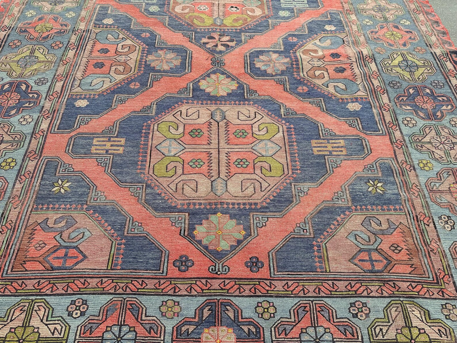 XL Vintage Soumak Accent Area Rug 7.2 x 11.6 ft