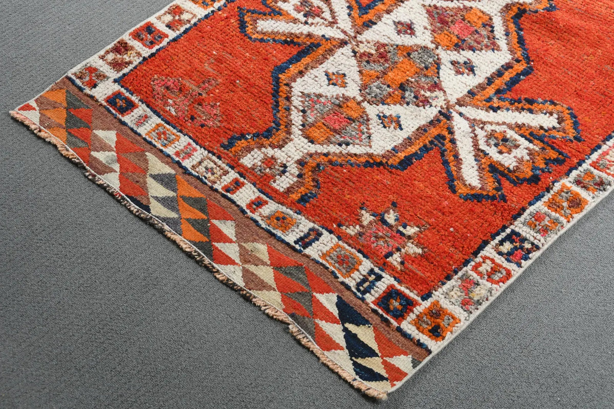 Vintage Turkish Runner Rug 2.9 x 10.8 ft