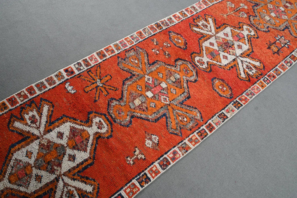 Vintage Turkish Runner Rug 2.9 x 10.8 ft