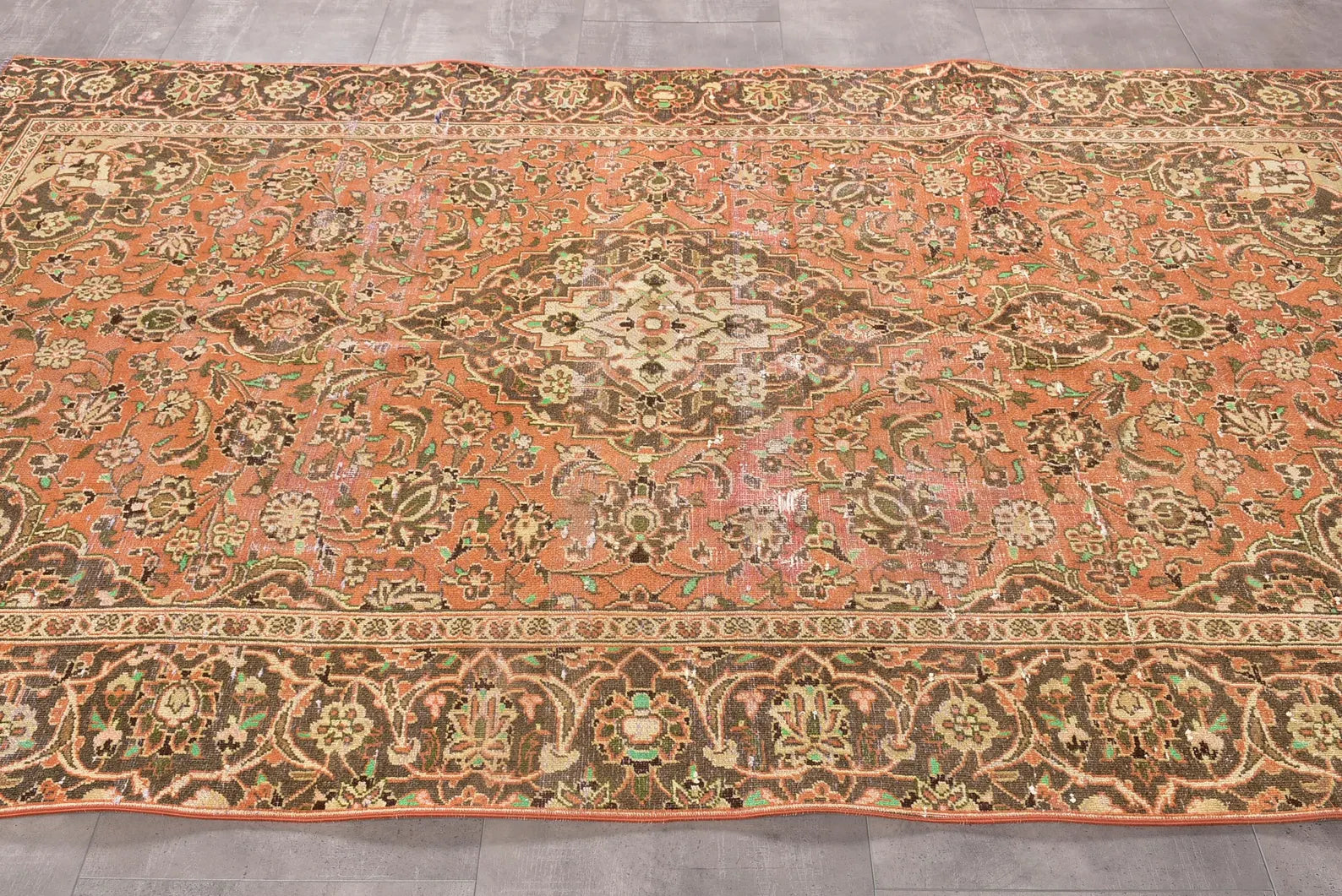 XL Vintage Persian Accent Area Rug 5.9 x 8.7 ft