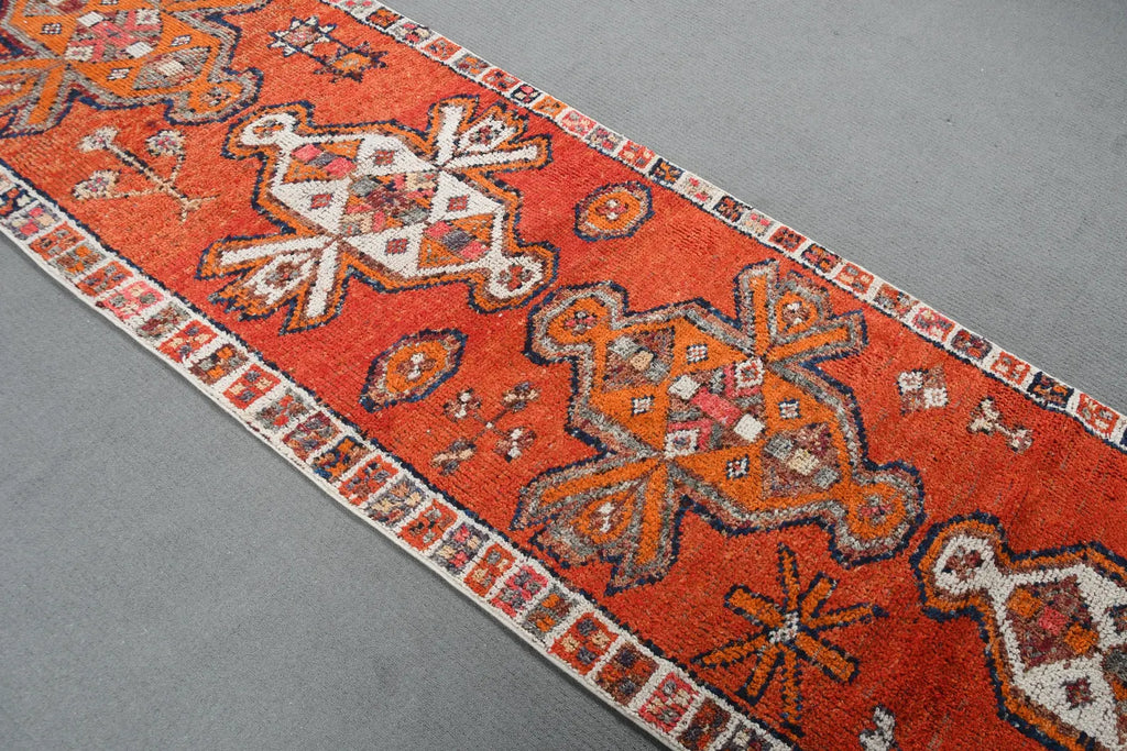 Vintage Turkish Runner Rug 2.9 x 10.8 ft