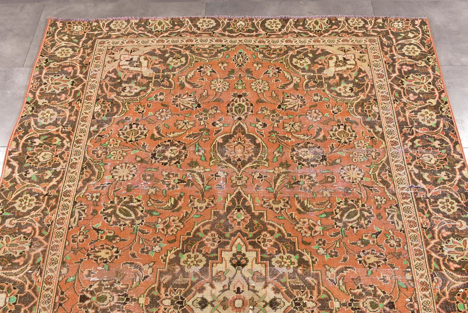XL Vintage Persian Accent Area Rug 5.9 x 8.7 ft