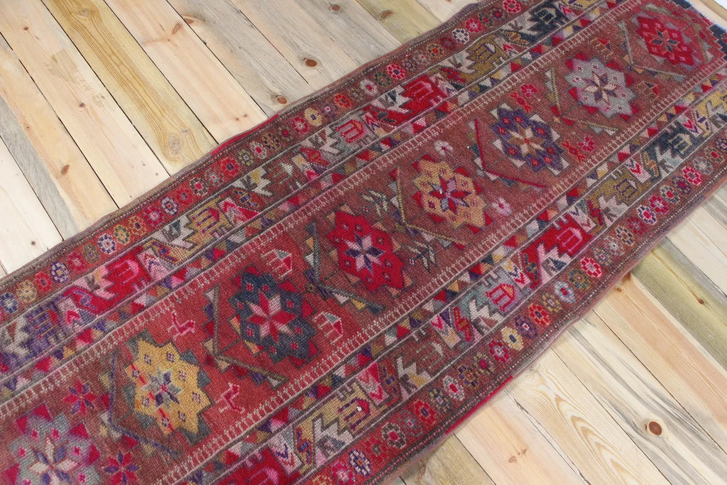 Vintage Turkish Runner Rug 3.9 x 7.2 ft