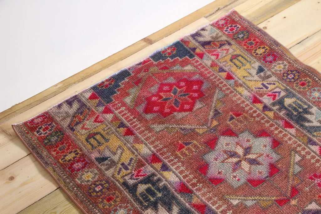 Vintage Turkish Runner Rug 3.9 x 7.2 ft