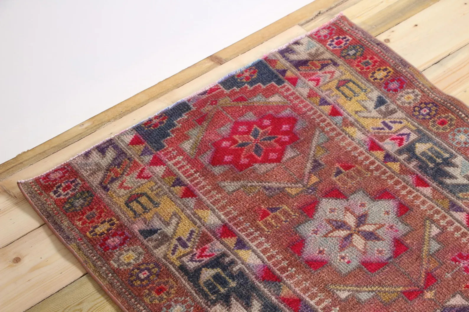 Vintage Turkish Runner Rug 3.9 x 7.2 ft