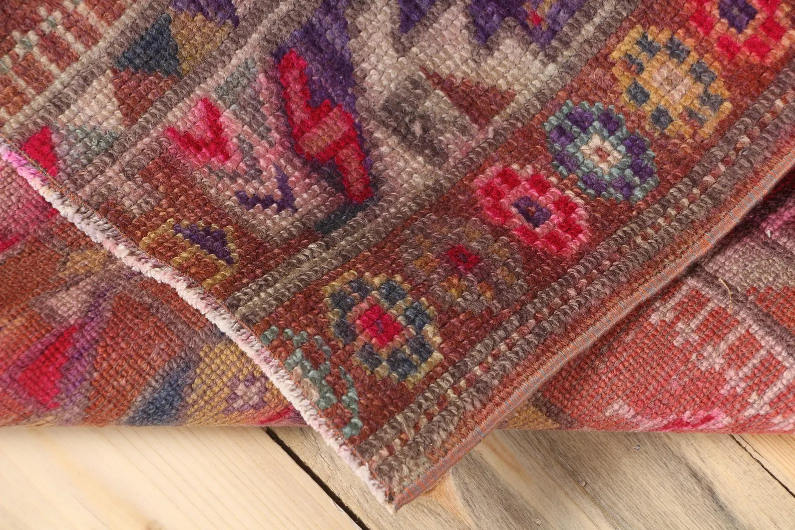 Vintage Turkish Runner Rug 3.9 x 7.2 ft