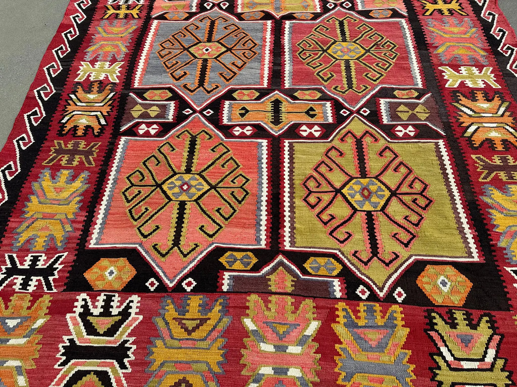 Vintage Turkish Accent Area rug 6.6 x 11 ft