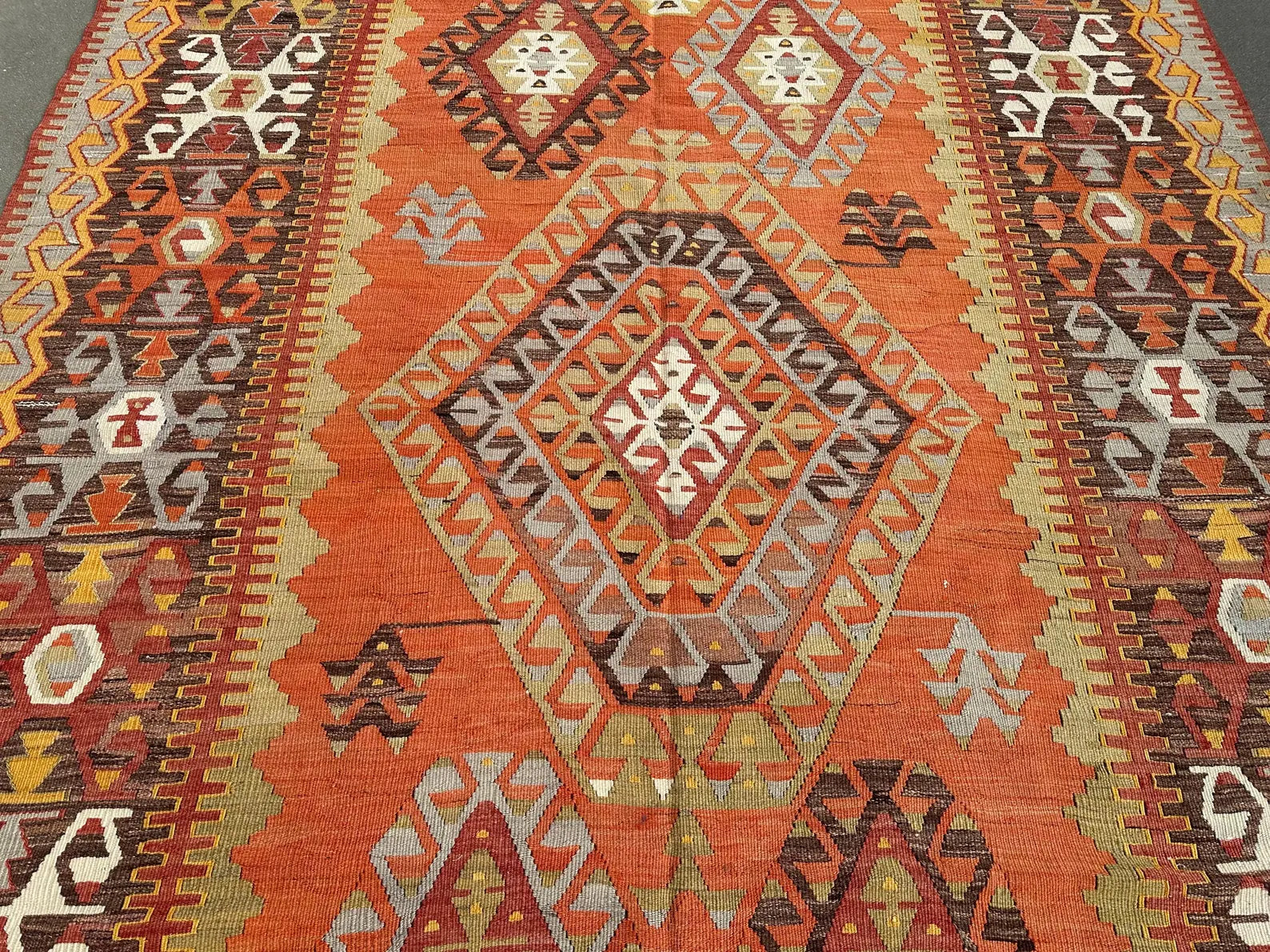XL Vintage Turkish Kilim Accent Area Rug 6.4 x 10.8 ft