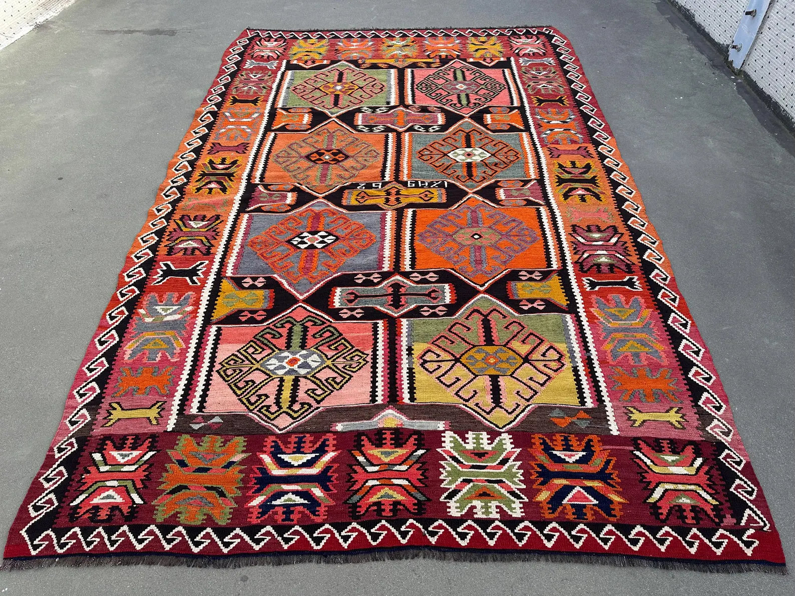 XL Vintage Turkish Kilim Accent Area Rug 7.3 x 11.5 ft