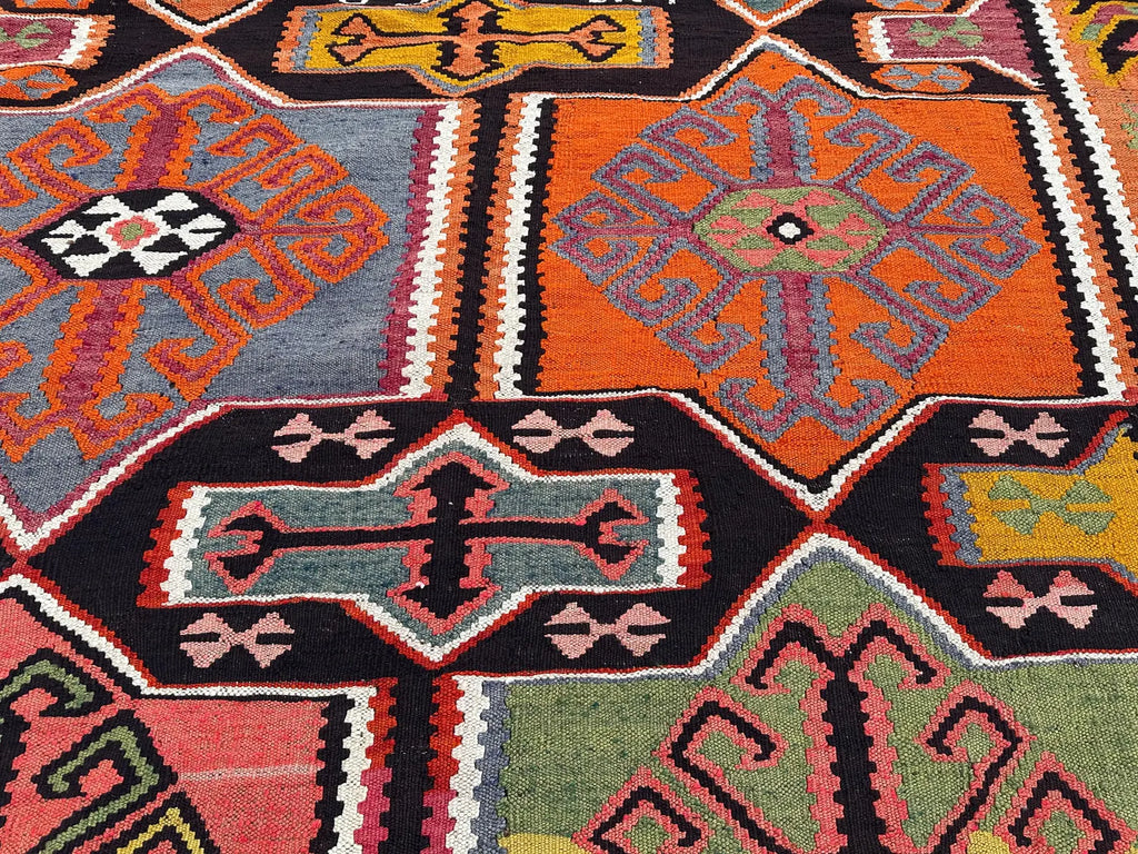 XL Vintage Turkish Kilim Accent Area Rug 7.3 x 11.5 ft