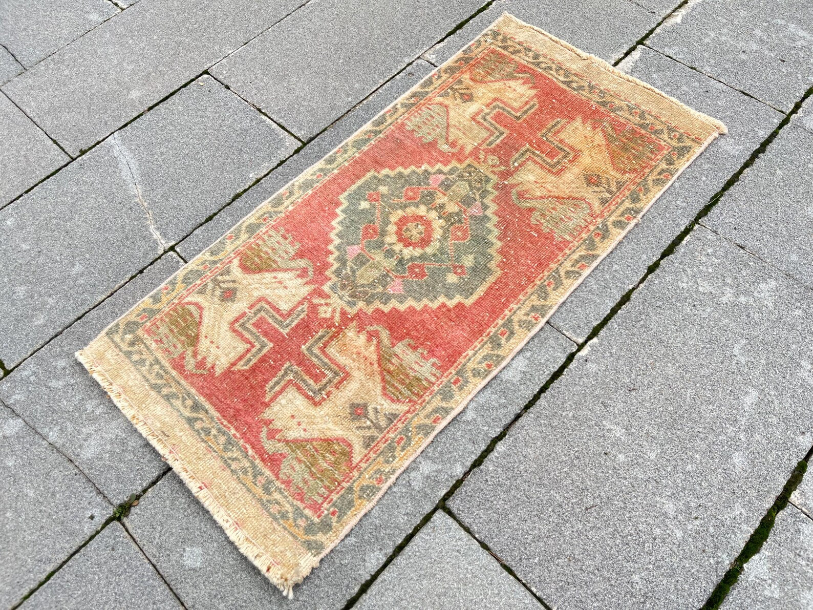 Vintage Turkish Mini Rug 1.6 x 3.3 ft