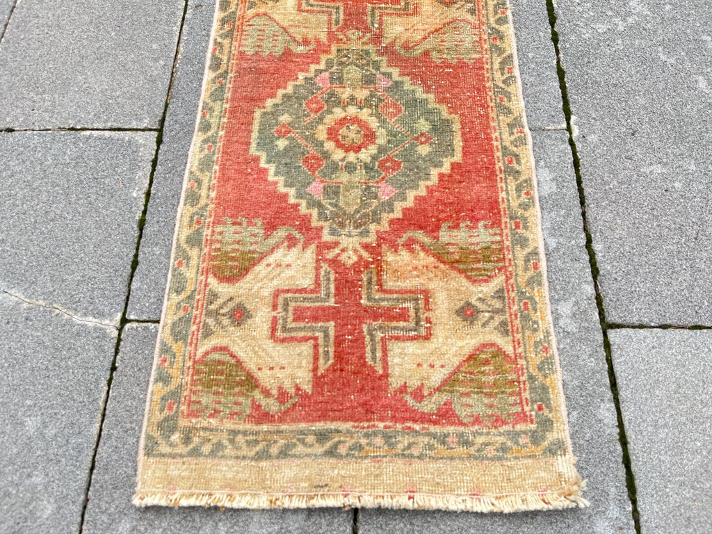 Vintage Turkish Mini Rug 1.6 x 3.3 ft