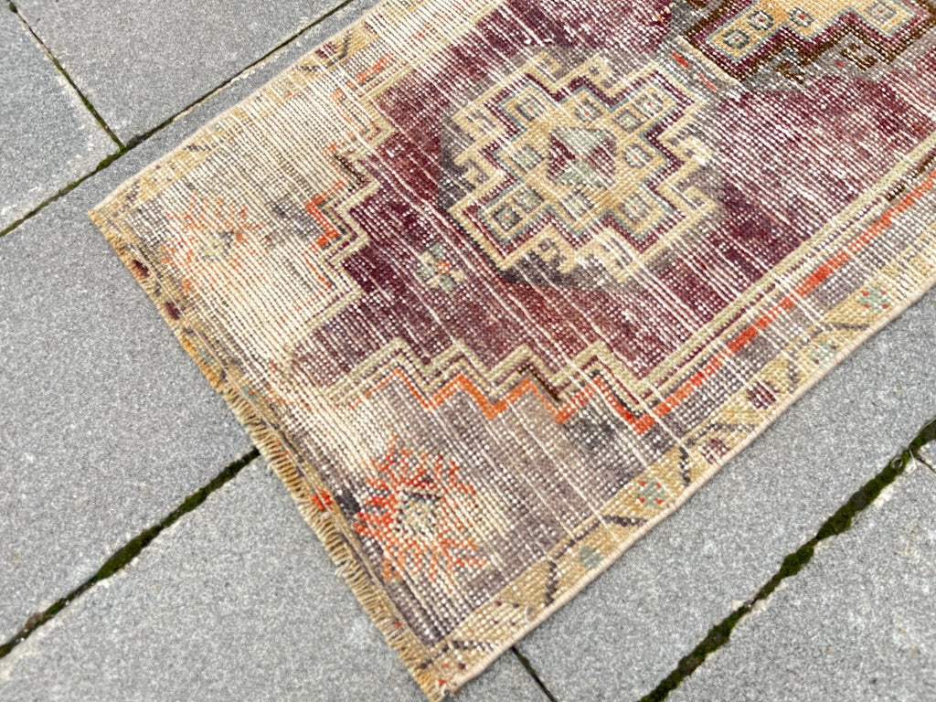 Vintage Turkish Mini Rug 1.7 x 3.5 ft