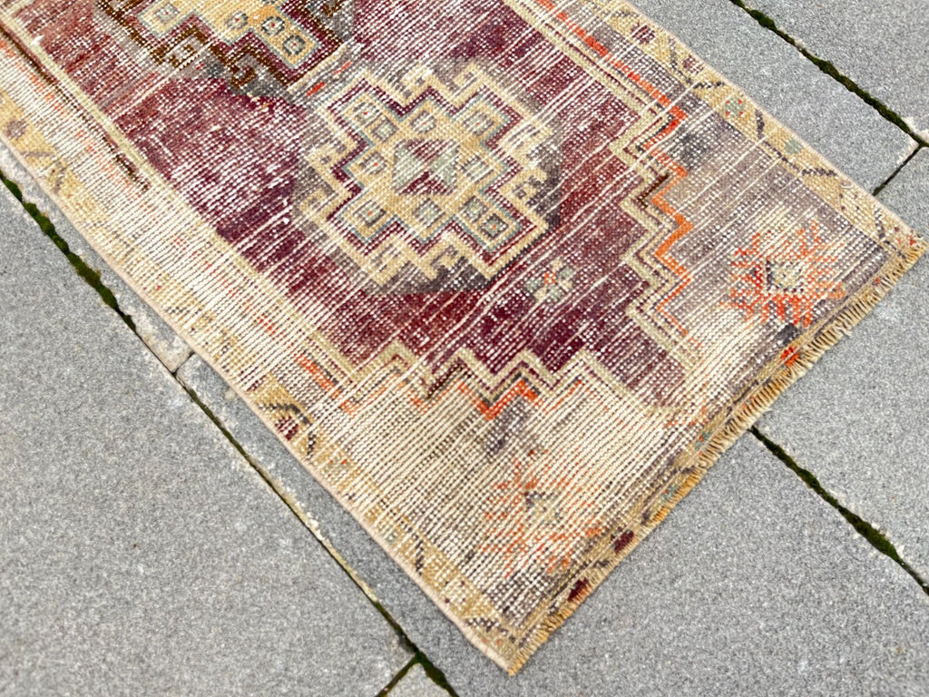 Vintage Turkish Mini Rug 1.7 x 3.5 ft