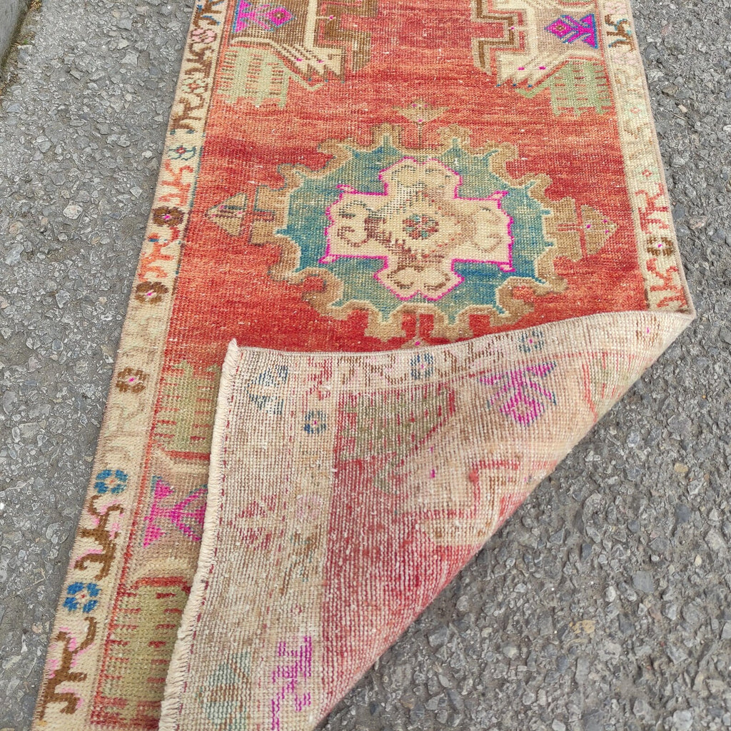 Vintage Turkish Mini Rug 1.7 x 3.6 ft