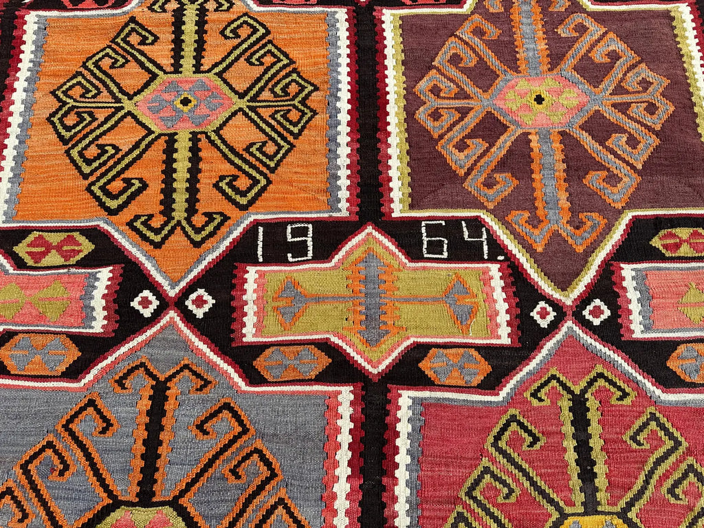 Vintage Turkish Accent Area rug 6.6 x 11 ft