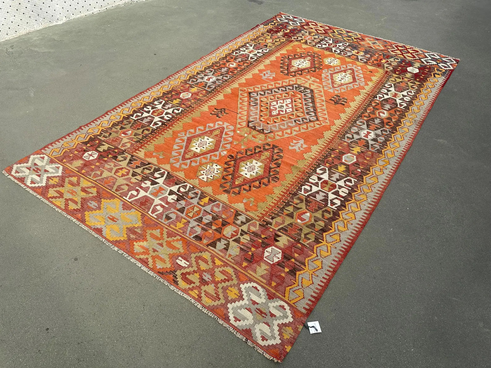 XL Vintage Turkish Kilim Accent Area Rug 6.4 x 10.8 ft