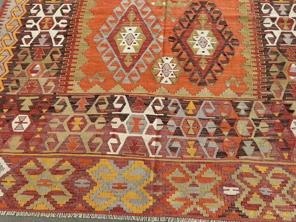 XL Vintage Turkish Kilim Accent Area Rug 6.4 x 10.8 ft