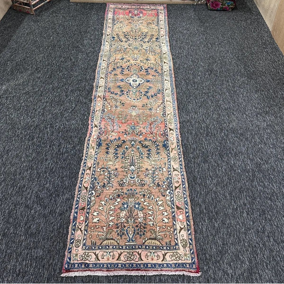 Vintage Persian Runner Rug 2.6 x 11.9 ft