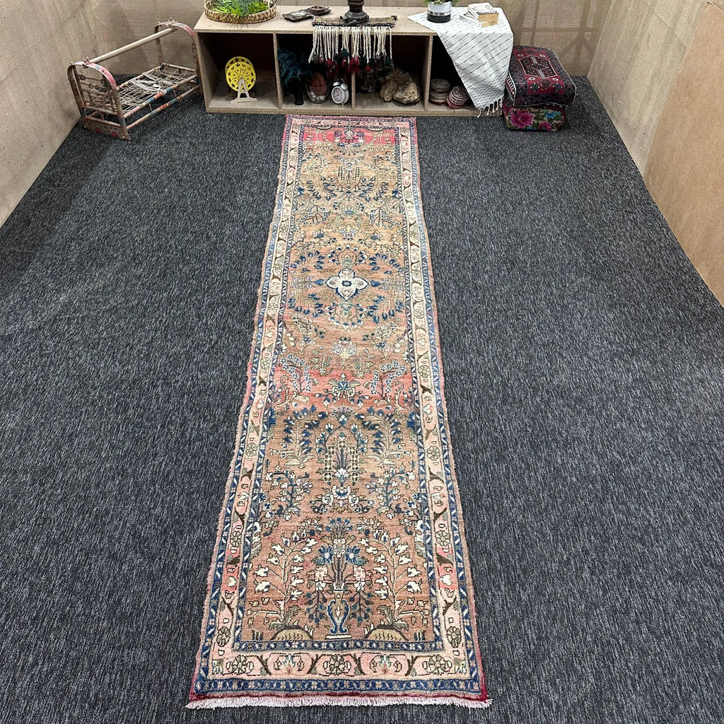 Vintage Persian Runner Rug 2.6 x 11.9 ft