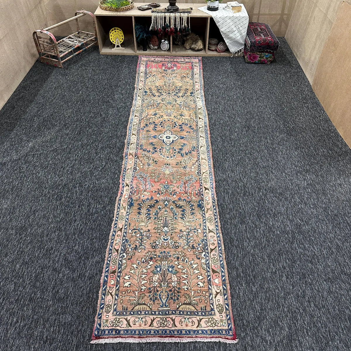 Vintage Persian Runner Rug 2.6 x 11.9 ft