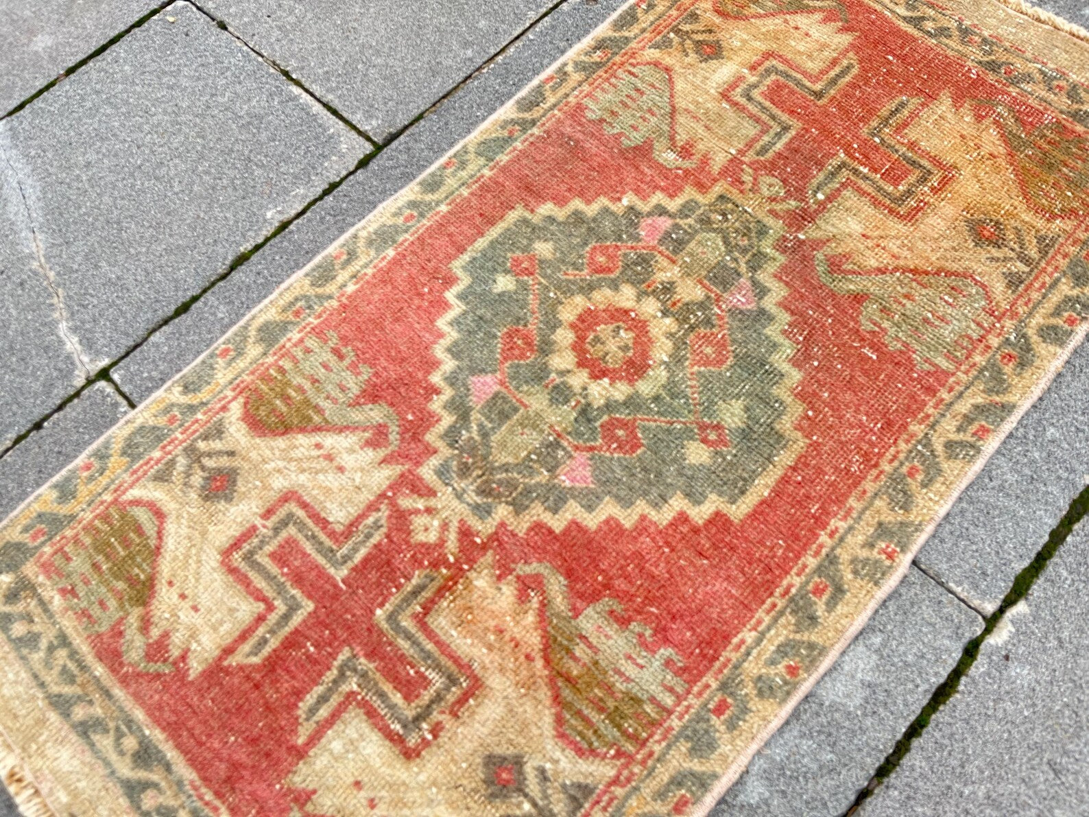 Vintage Turkish Mini Rug 1.6 x 3.3 ft