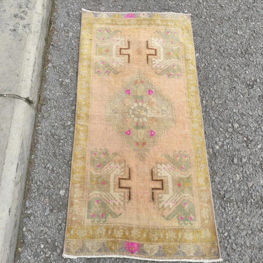 Vintage Turkish Mini Rug 1.5 x 3.2 ft
