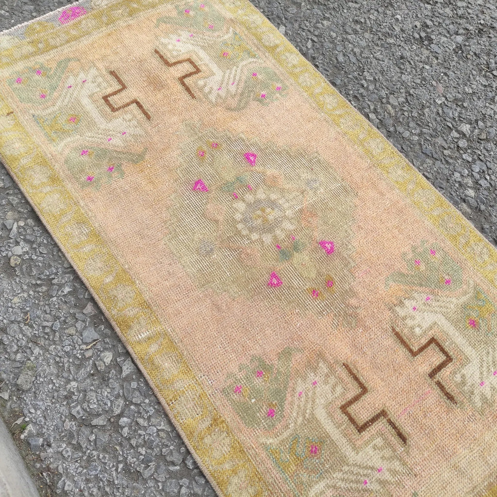 Vintage Turkish Mini Rug 1.5 x 3.2 ft