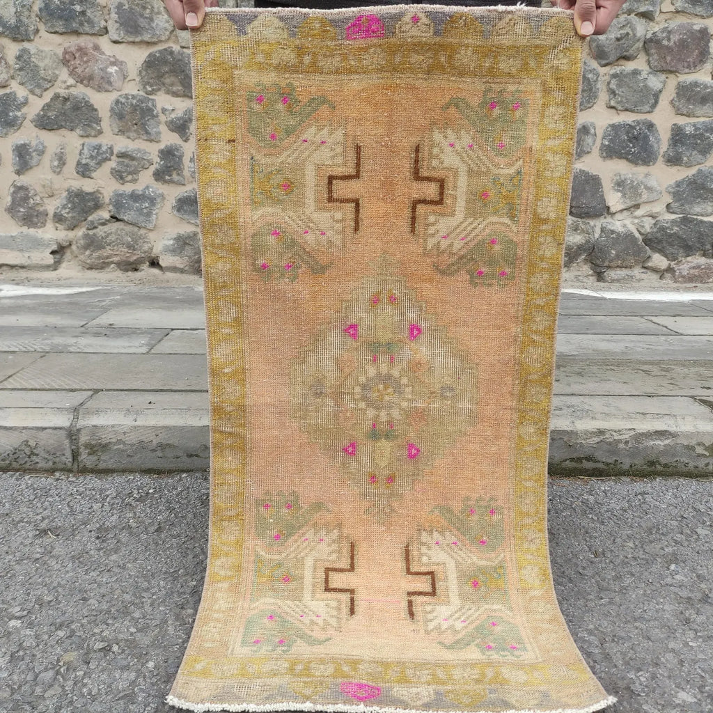 Vintage Turkish Mini Rug 1.5 x 3.2 ft
