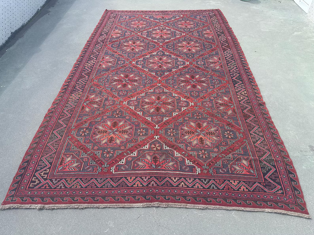 XL Vintage Soumak Accent Area rug 7.6 x 12.8 ft