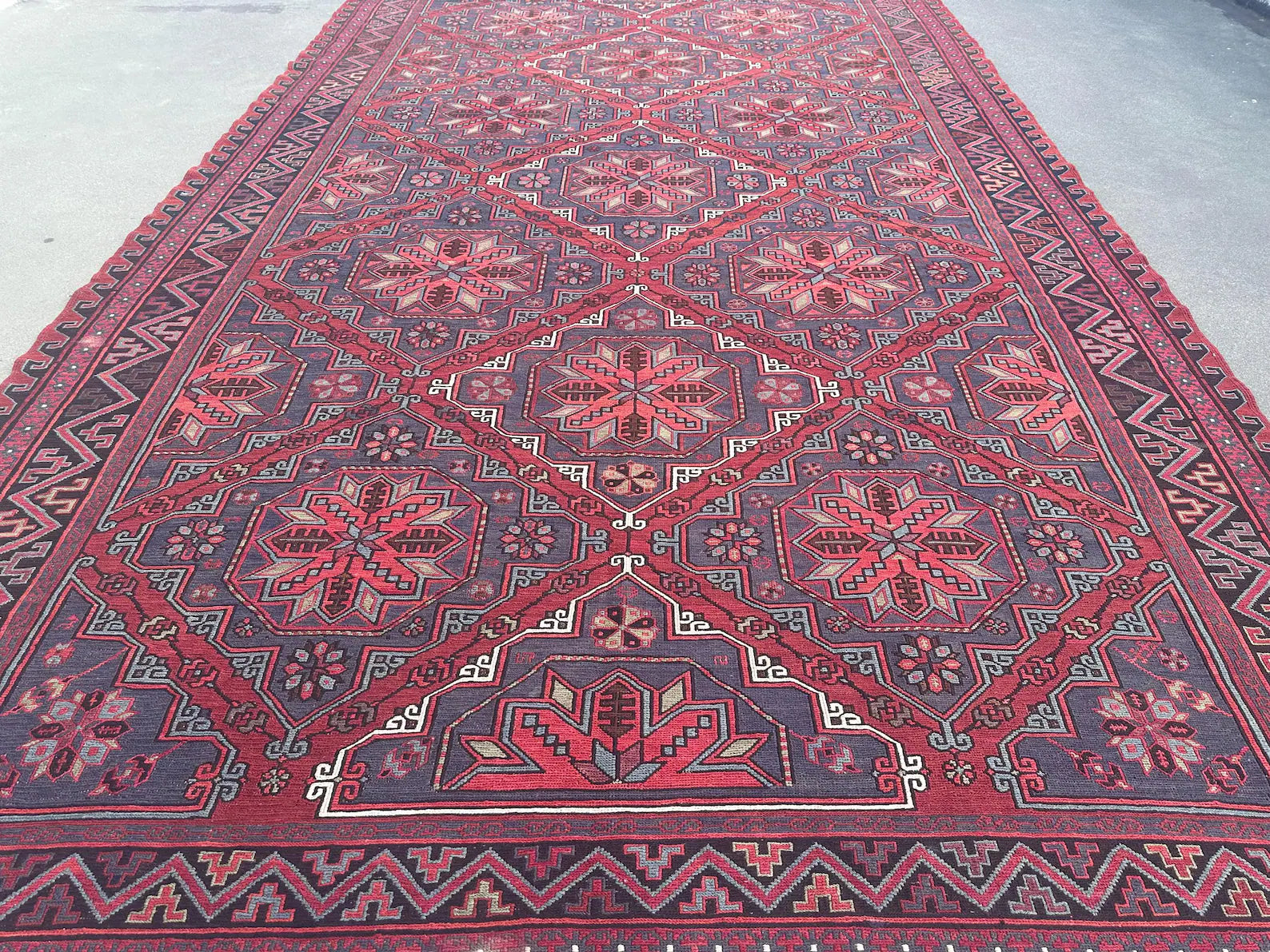 XL Vintage Soumak Accent Area rug 7.6 x 12.8 ft