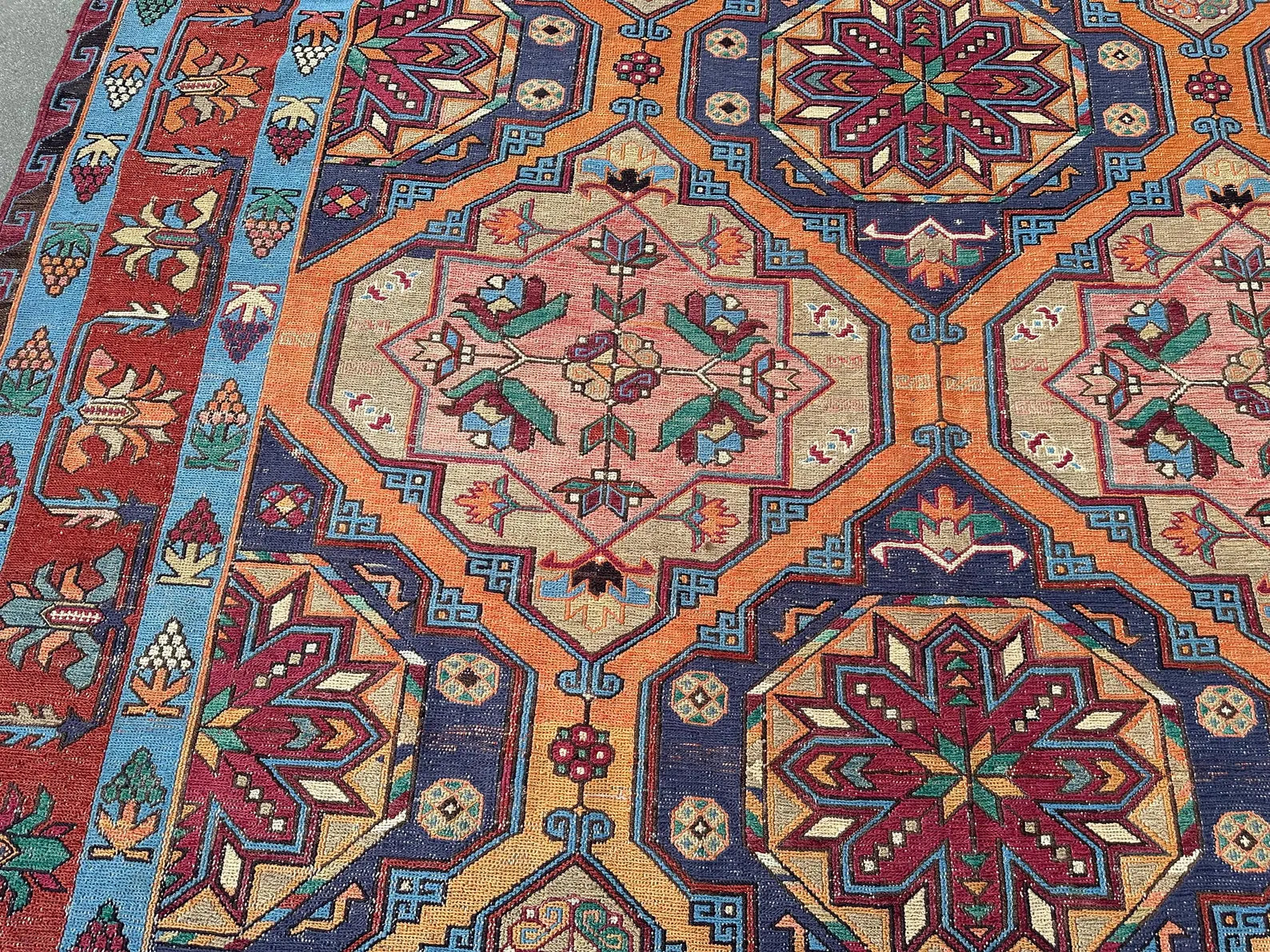 XL Vintage Soumak Accent Area Rug 7.3 x 13.1 ft