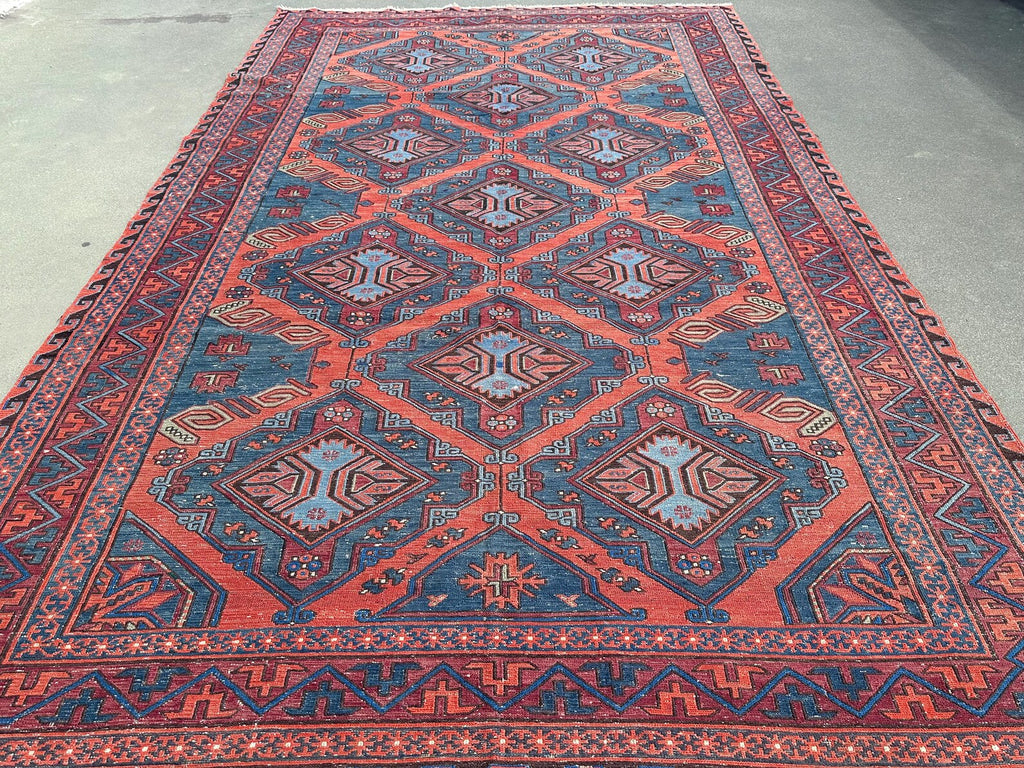 XL Vintage Soumak Accent Area Rug 7 x 10.6 ft