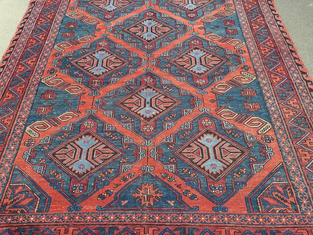 XL Vintage Soumak Accent Area Rug 7 x 10.6 ft
