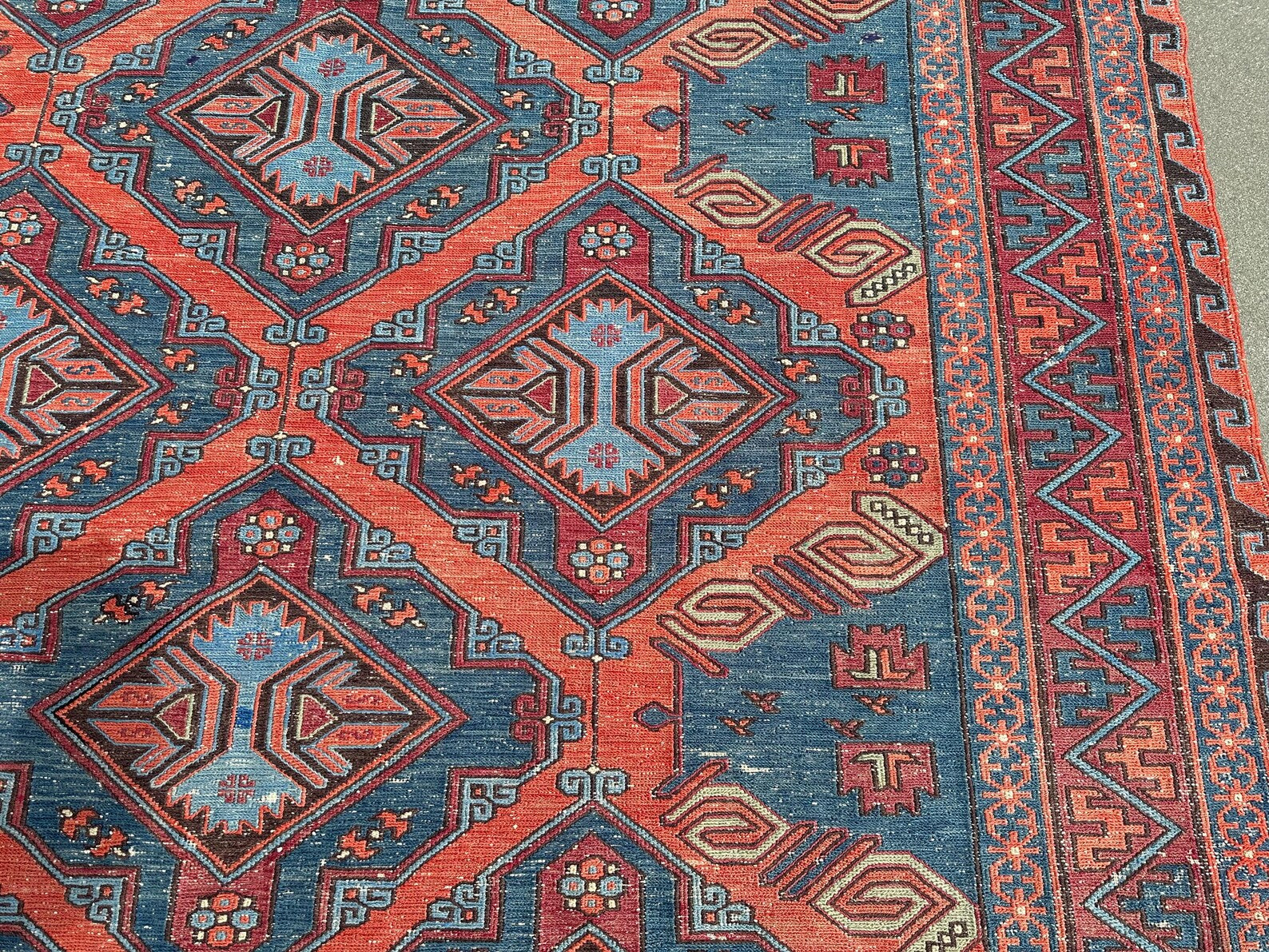 XL Vintage Soumak Accent Area Rug 7 x 10.6 ft