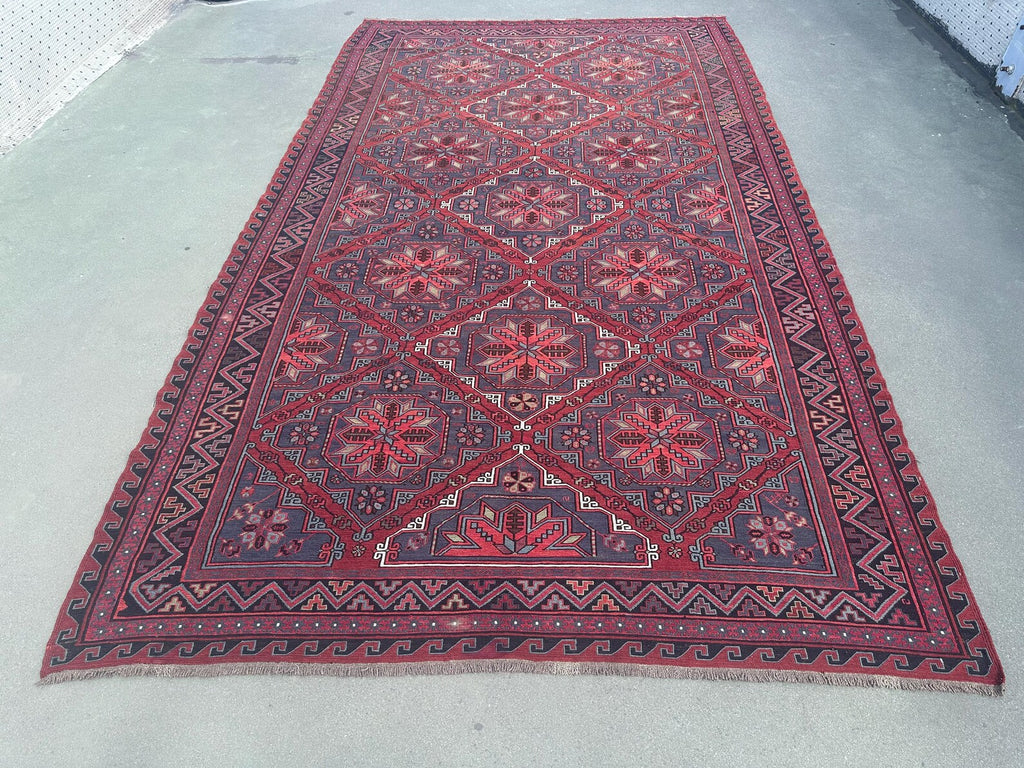 XL Vintage Soumak Accent Area rug 7.6 x 12.8 ft