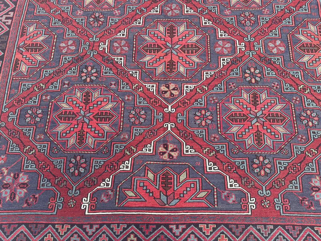 XL Vintage Soumak Accent Area rug 7.6 x 12.8 ft